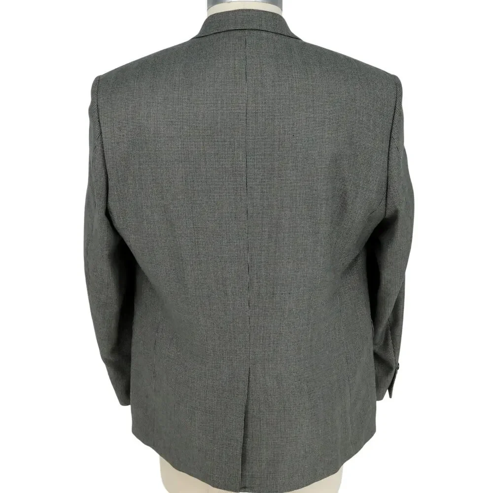 Lauren Ralph Lauren Sport Coat Mens 44R Gray Micro Check Jacket Lined Career